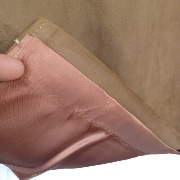 60s Handmade Suede & Fur Swing Coat | Caramel Latte MCM Vintage, Italian Dream - Picture 10 of 13